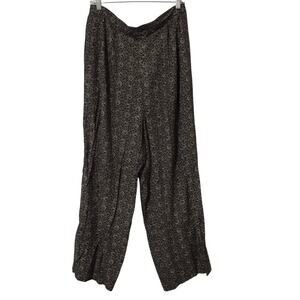 Adrian Jordan Women's Pants Black Floral 14/16 Relaxed Wide Leg Acetate Rayon